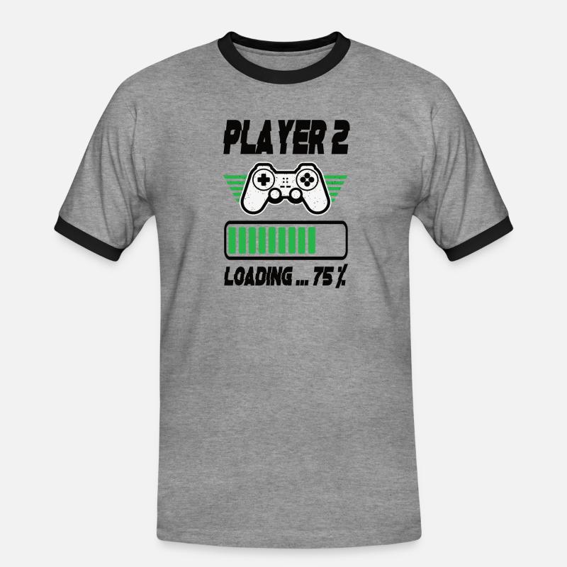 Player 2 Loading - Männer Kontrast-T-Shirt - Grau meliert/Schwarz