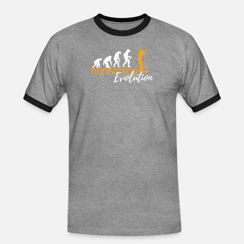 HARMONICA EVOLUTION - Männer Kontrast-T-Shirt - Grau meliert/Schwarz