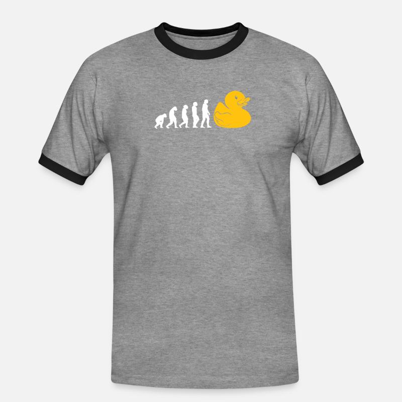 Evolution Gummiente Geschenk - Männer Kontrast-T-Shirt - Grau meliert/Schwarz