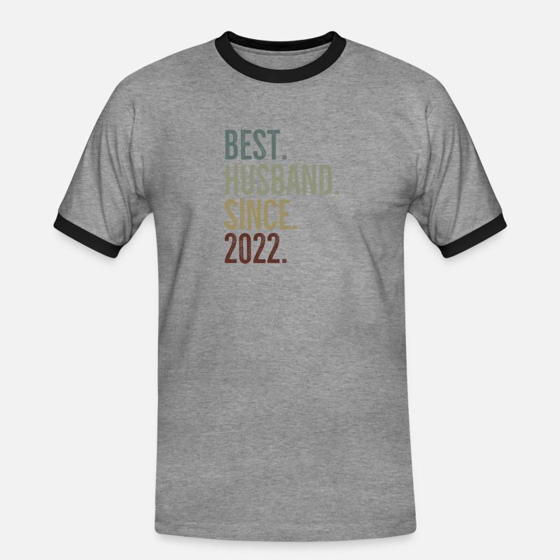 Bester Ehemann seit 2022 - Männer Kontrast-T-Shirt - Grau meliert/Schwarz