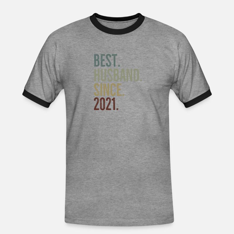 Bester Ehemann seit 2021 - Männer Kontrast-T-Shirt - Grau meliert/Schwarz