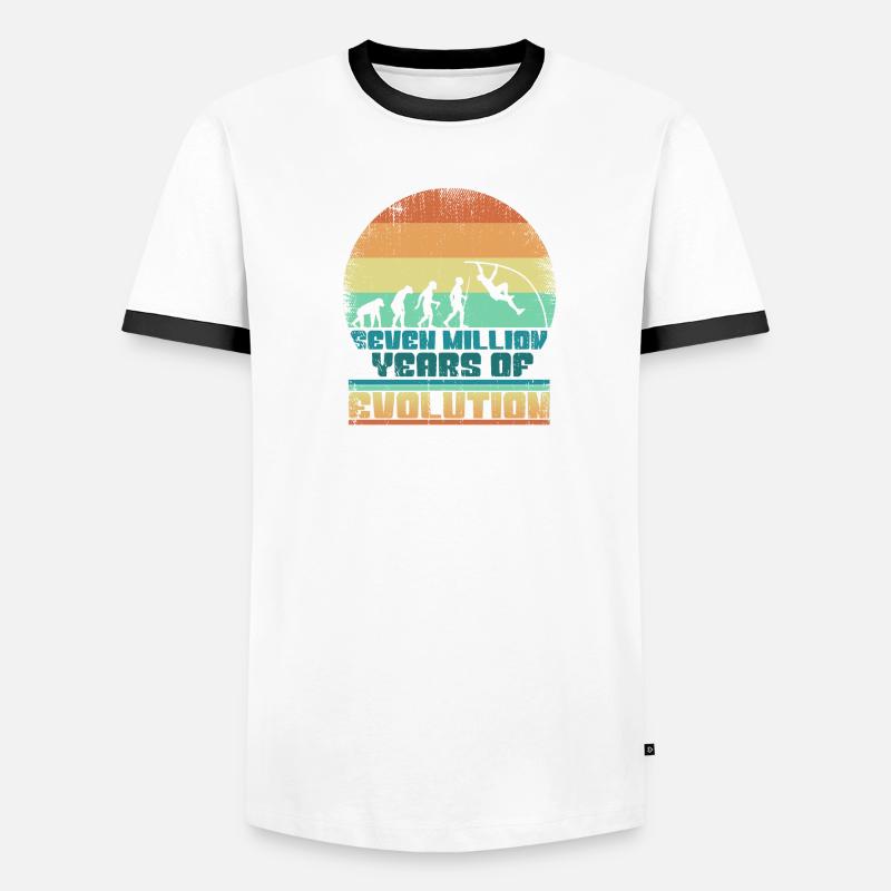 Stabhochsprung Evolution Geschenkidee 005-189 Männer Kontrast-T-Shirt