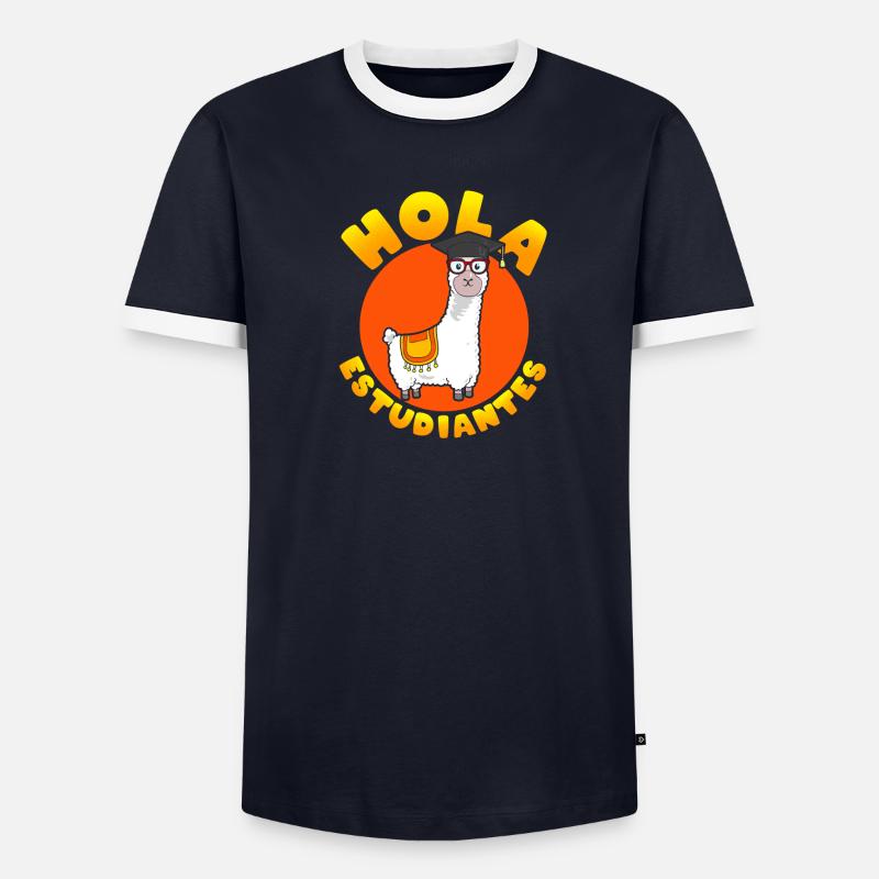 Hola Estudiantes Lustige Spanischlehrerin Männer Kontrast-T-Shirt