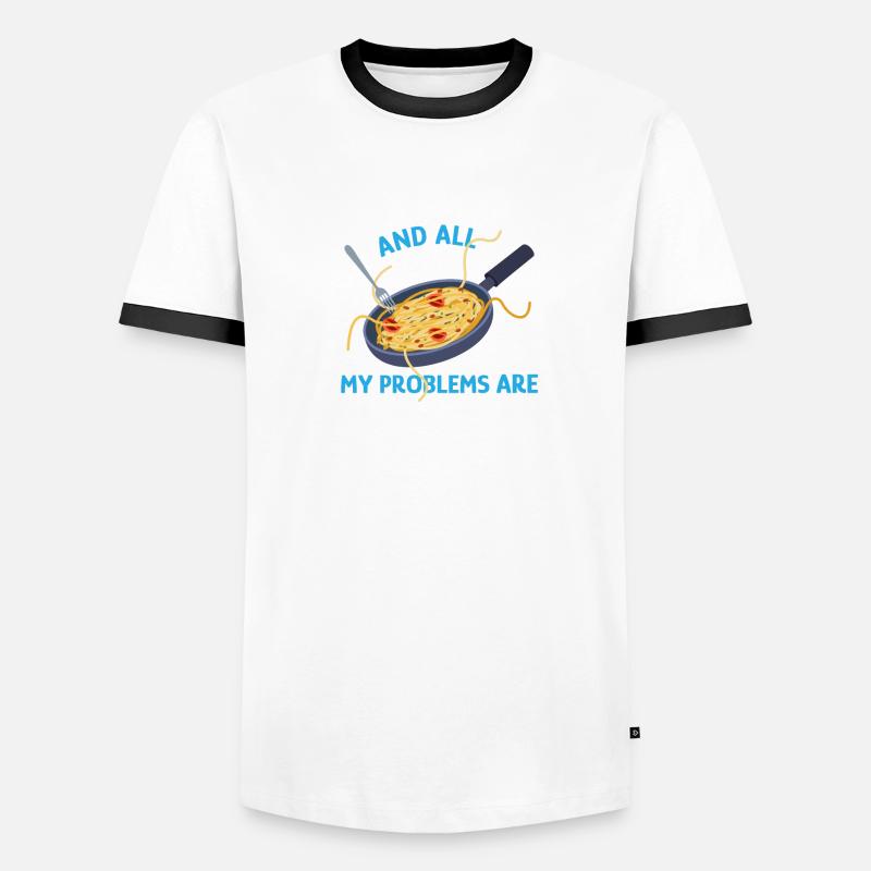 Pasta Ironic Saying Spaghetti Make Problems Men's Ringer Shirt