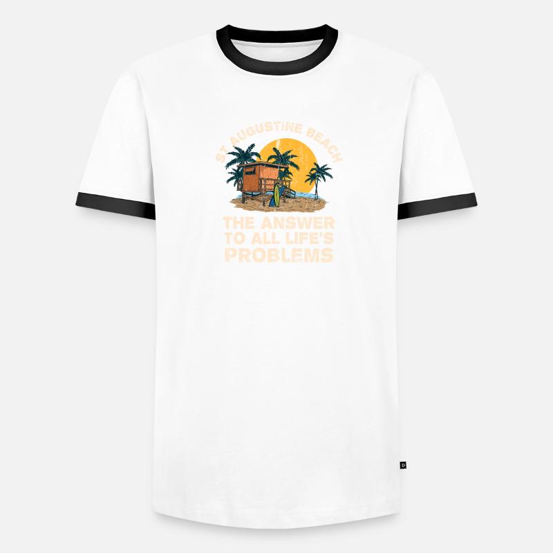 St Augustine Beach Répond à tous les problèmes de la vie T-shirt contrasté Homme