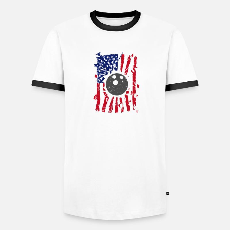 Bowling Torn American Flag Men's Ringer Shirt