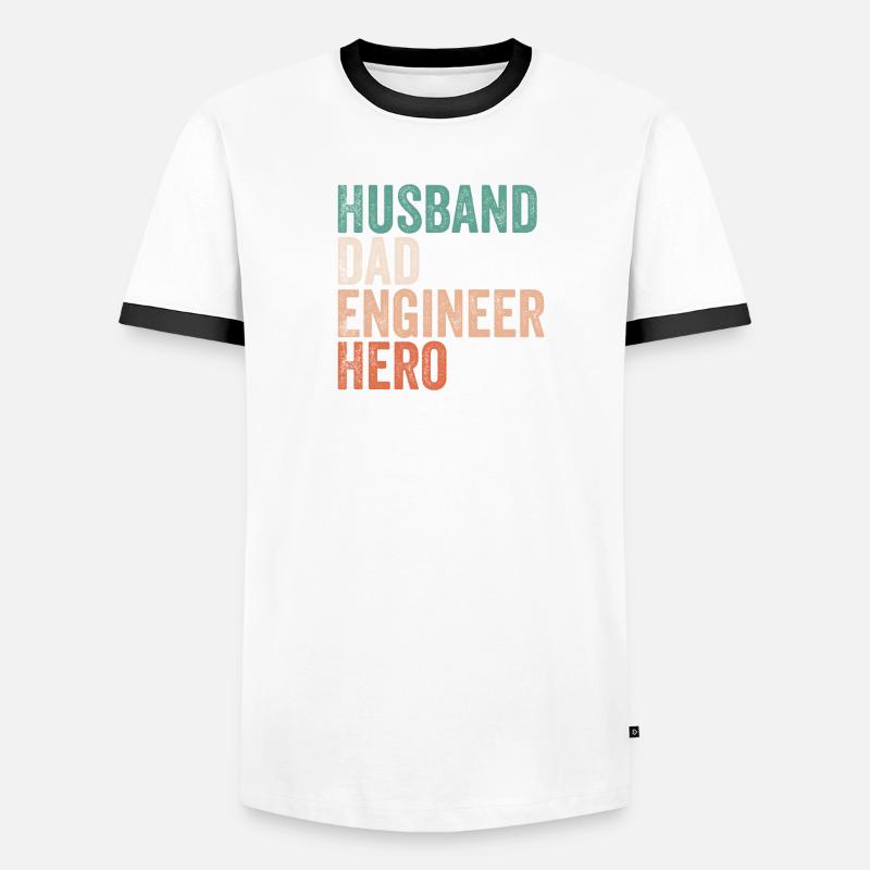 Husband Dad Engineer Hero, Gift Engineer Dad Men's Ringer Shirt
