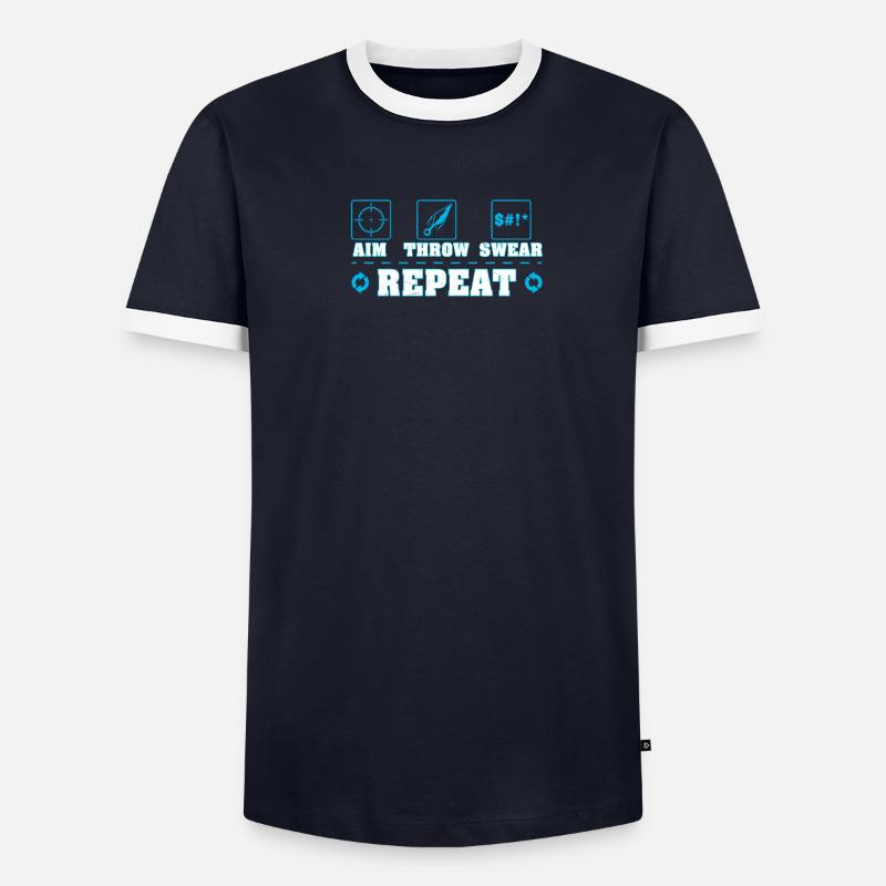 Aim Throw Swear Repeat Couteau à lancer Kunai T-shirt contrasté Homme