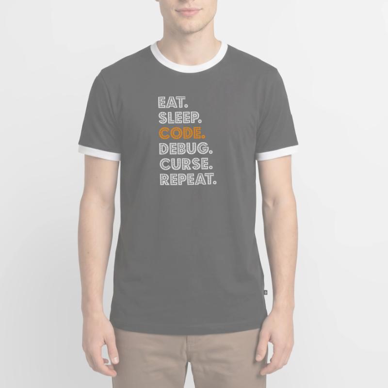 Eat Sleep Code Debug Curse Répéter Programmeur Coder T-shirt contrasté Homme