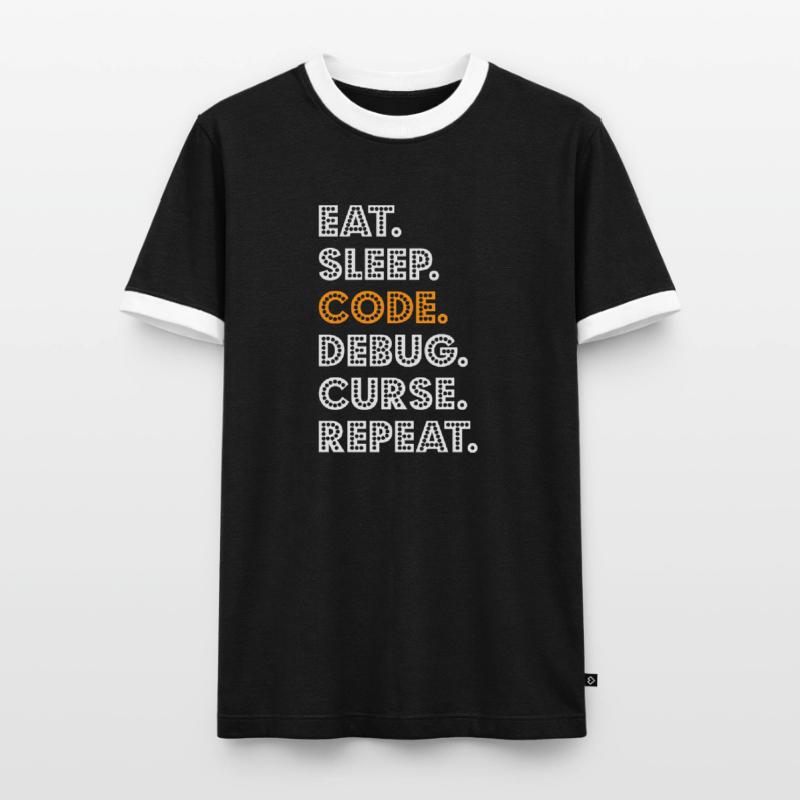 Eat Sleep Code Debug Curse Répéter Programmeur Coder T-shirt contrasté Homme