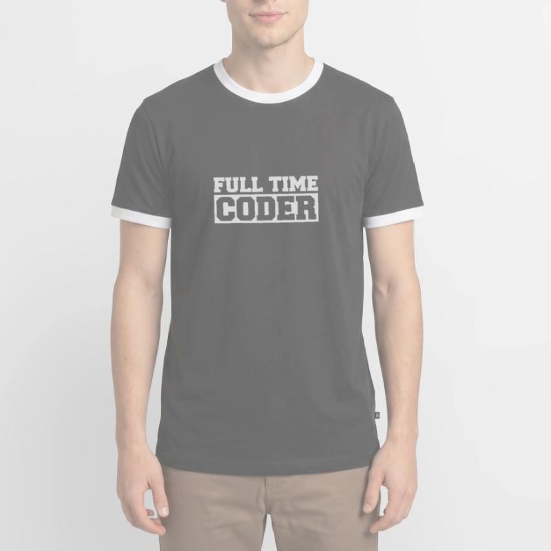 Full Timer Coder Programmer Humor Nerd Männer Kontrast-T-Shirt