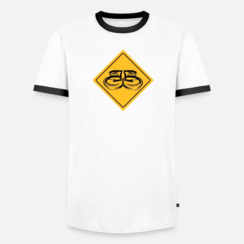 Drone avec panneau d’avertissement Drone flyer T-shirt contrasté Homme