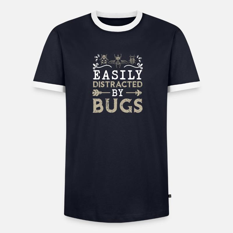 Easily Distracted By Bugs Funny Entomologist Bug Men's Ringer Shirt