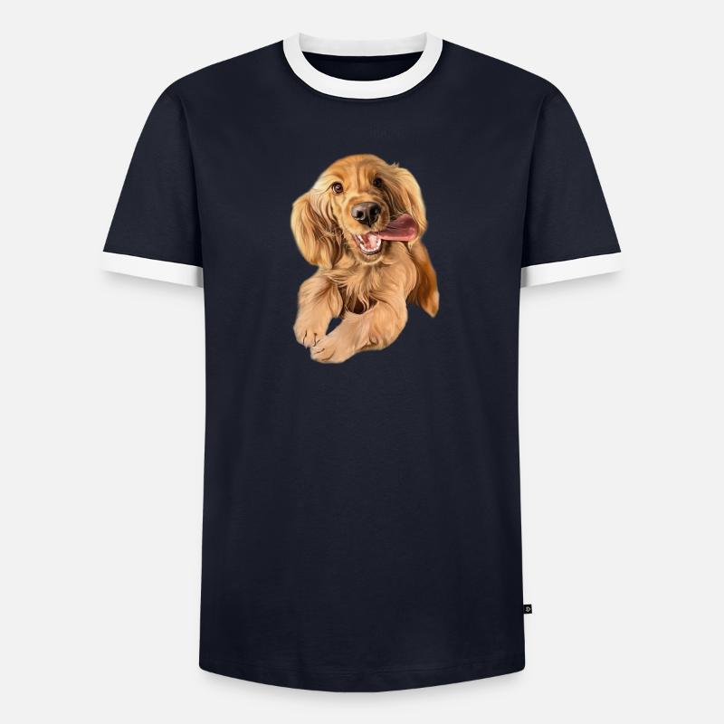 Springender Cocker Spaniel Männer Kontrast-T-Shirt