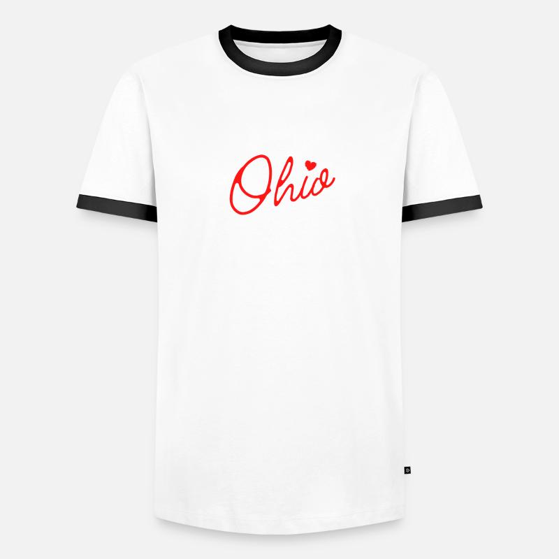 Mignon Ohio Red Script OH Carte Accueil Buckeye State T-shirt contrasté Homme