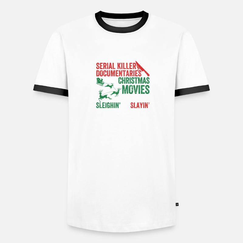 Either Serial Killer Documentaries Christmas Men's Ringer Shirt