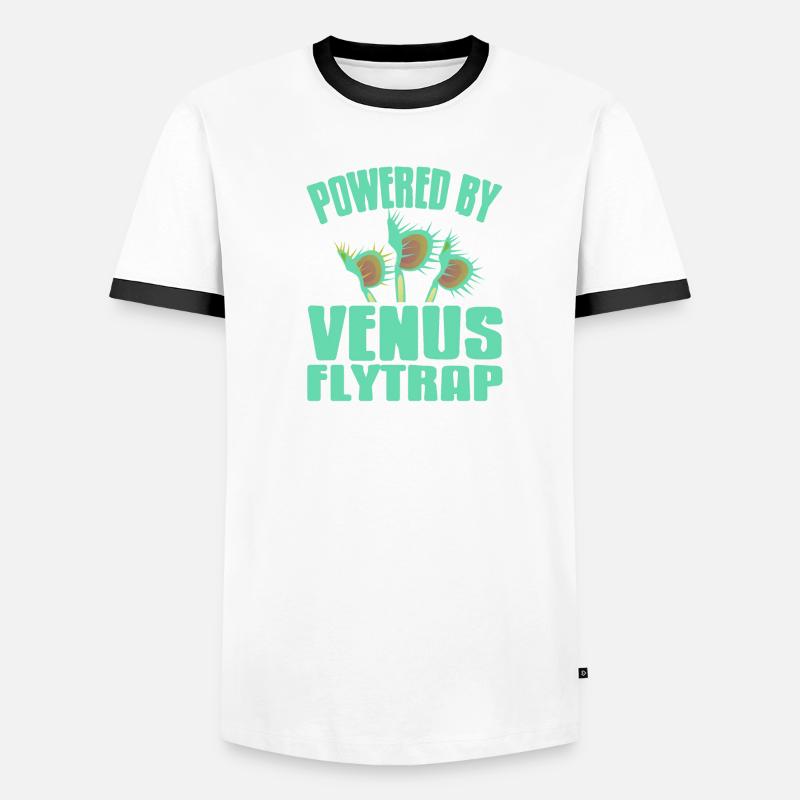 Powered By Venus Flytrap Cool Carnivorous Plant Men's Ringer Shirt