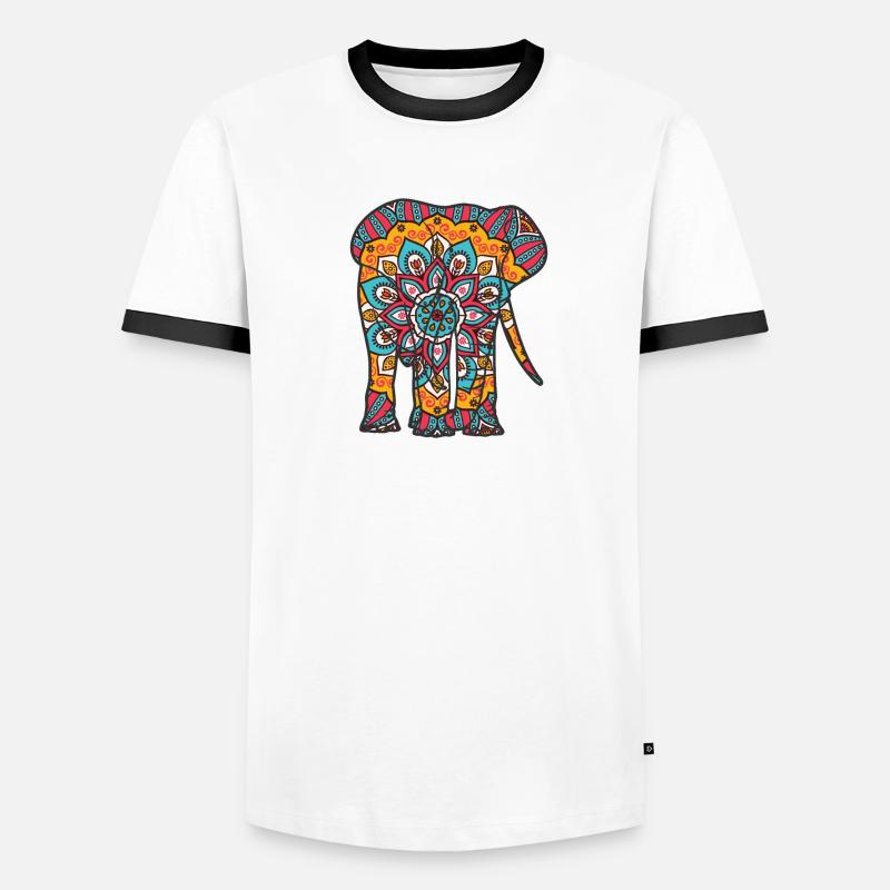Mandala Elephant Geometre Pattern Men's Ringer Shirt