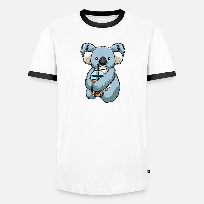 Koala drinks bubble tea Men's Ringer Shirt