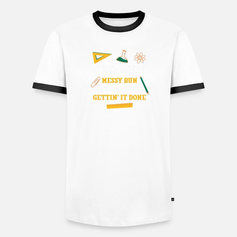 Bao Bun Messy Bun Plans de leçon Drôle de professeur T-shirt contrasté Homme