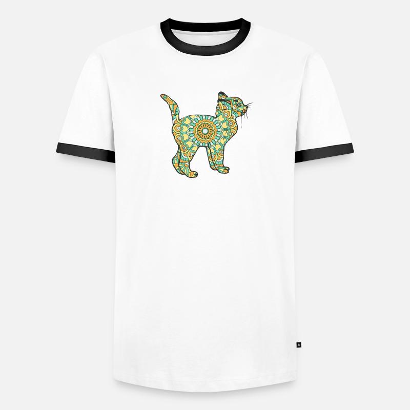 Mandala Cat Geometry Pattern T-shirt contrasté Homme
