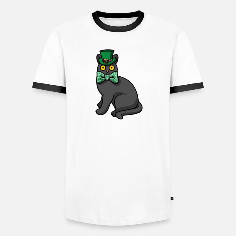Chat noir Saint-Patrick T-shirt contrasté Homme