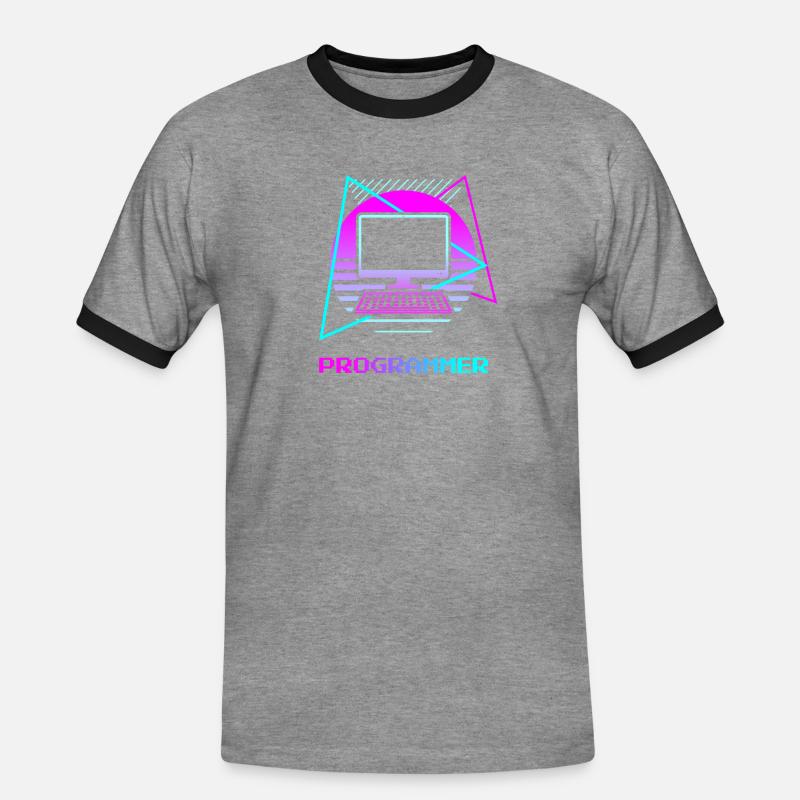 Retro Programmer Computer Programming - Männer Kontrast-T-Shirt - Grau meliert/Schwarz