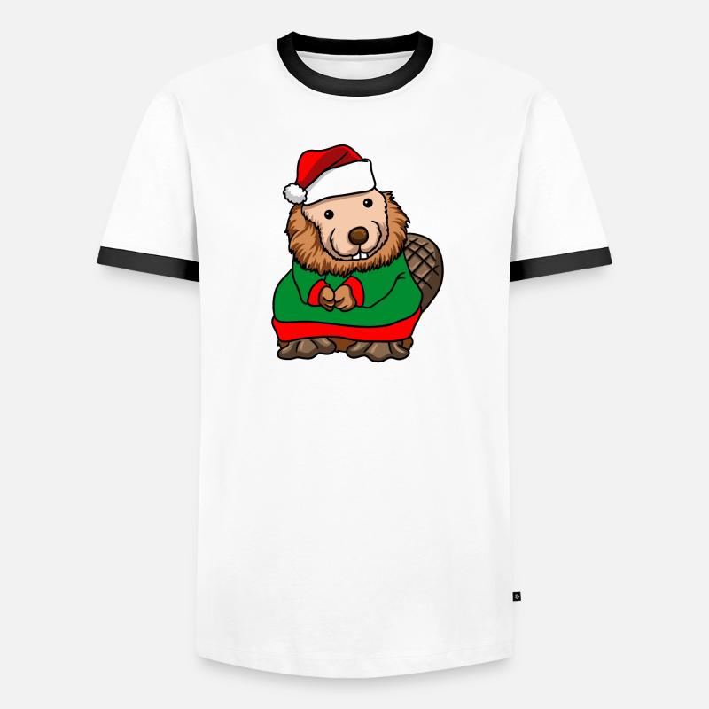Bieber avec pull de Noël T-shirt contrasté Homme