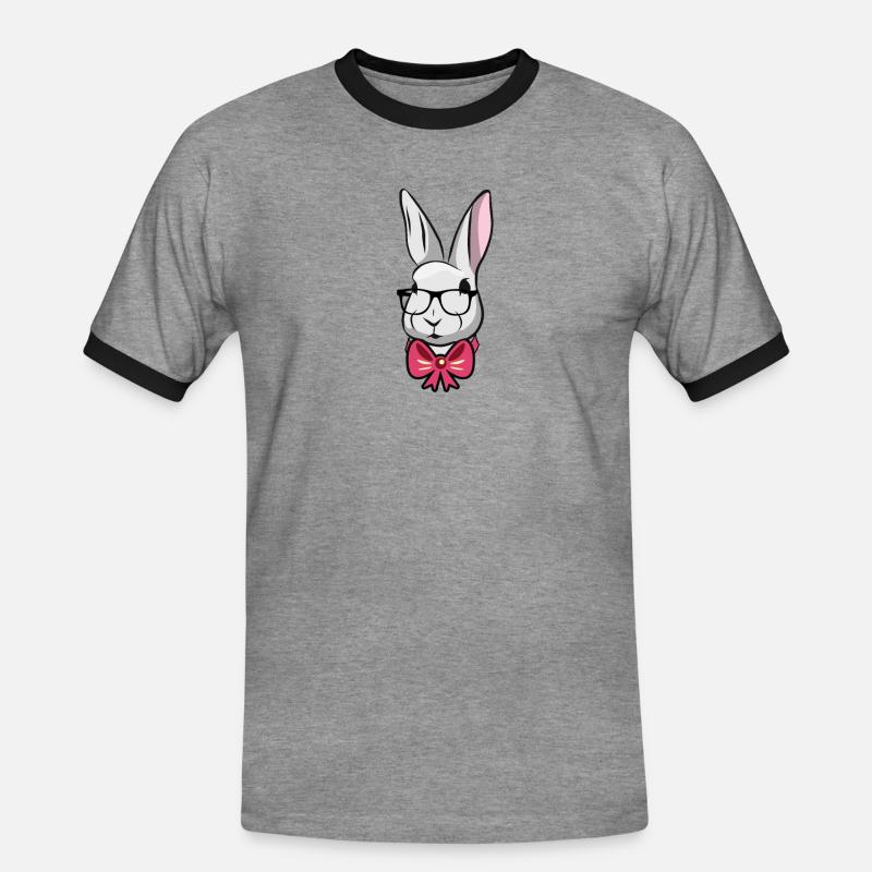 Cute Easter Rabbit Fly - Männer Kontrast-T-Shirt - Grau meliert/Schwarz