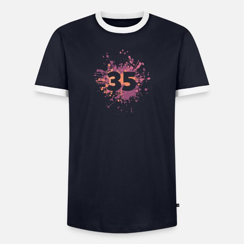 Numéro 35e éclaboussure de couleur T-shirt contrasté Homme