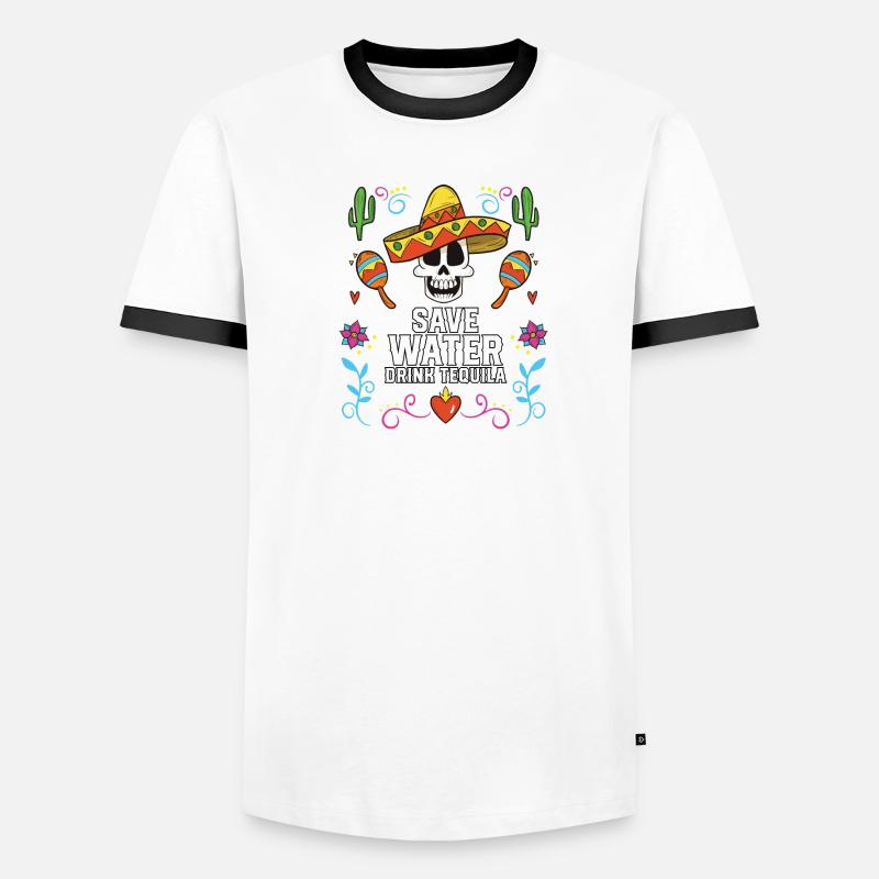 Save Water Drink Tequila Alcoholic Tequila Drinker Men's Ringer Shirt