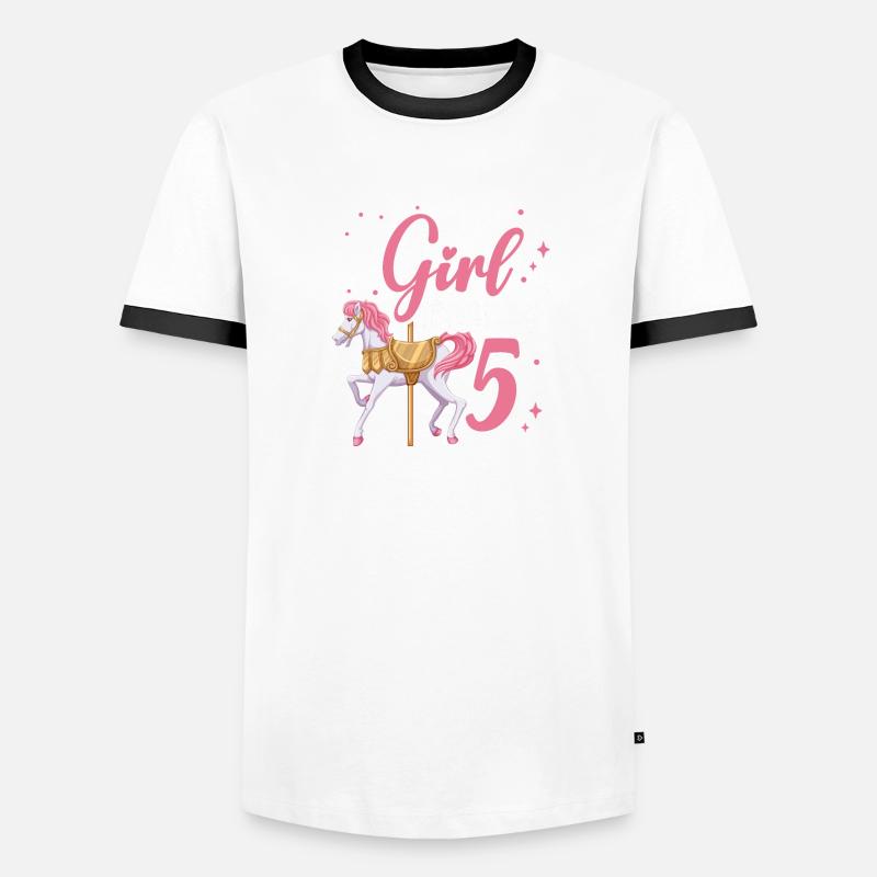 Karussell-geburtstagsfeier Dieses Mädchen Wurde 5 Männer Kontrast-T-Shirt