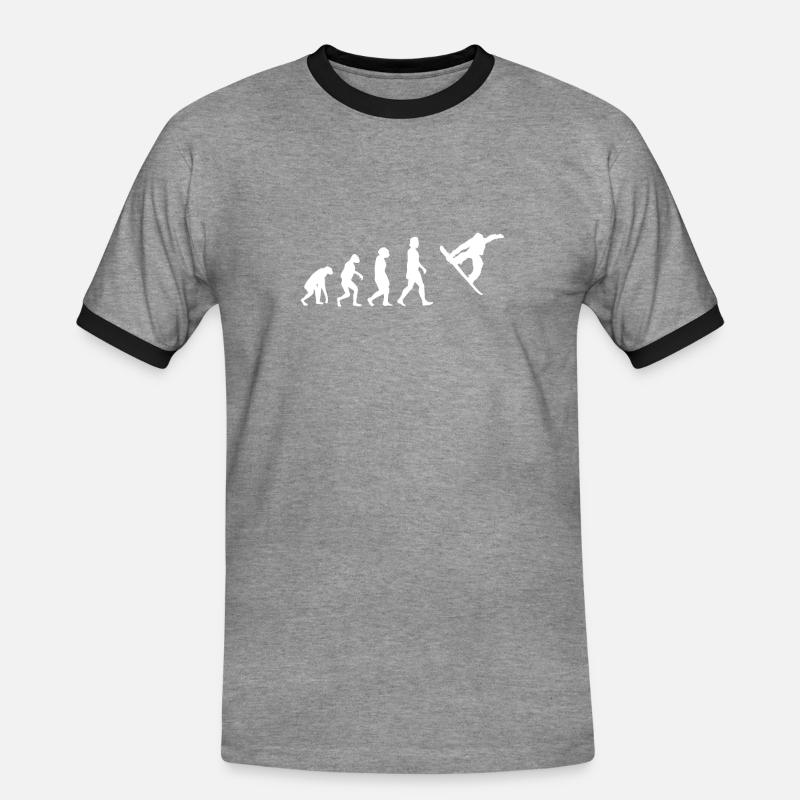 EVOLUTION SNOWBOARD - Männer Kontrast-T-Shirt - Grau meliert/Schwarz