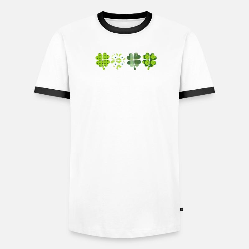 Vert damier Léopard Trèfle Mignon St Patrick T-shirt contrasté Homme