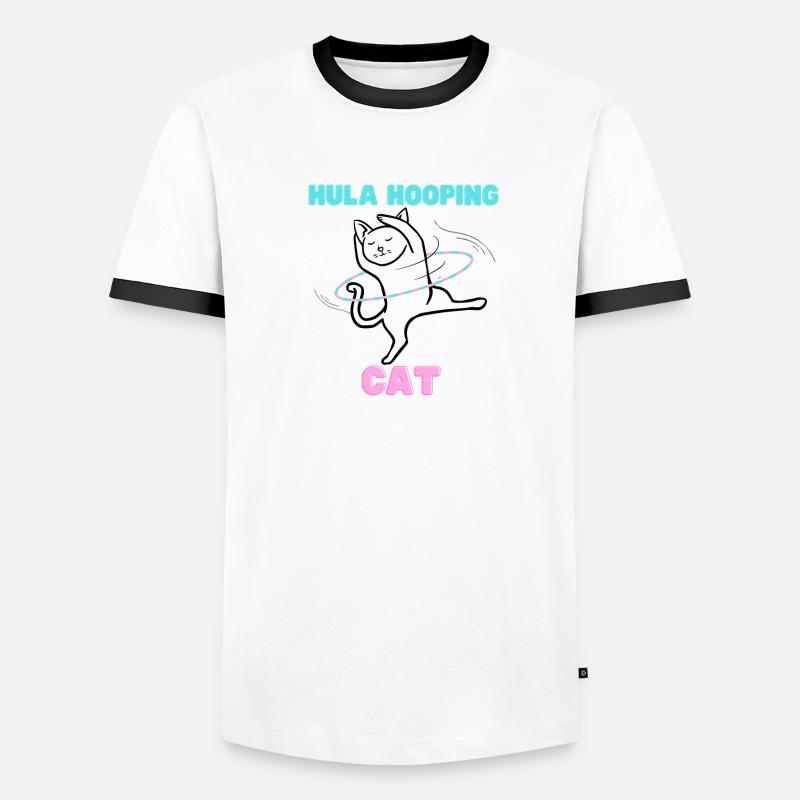 Hula Hooping Katze - Funny Dance Kitty Männer Kontrast-T-Shirt
