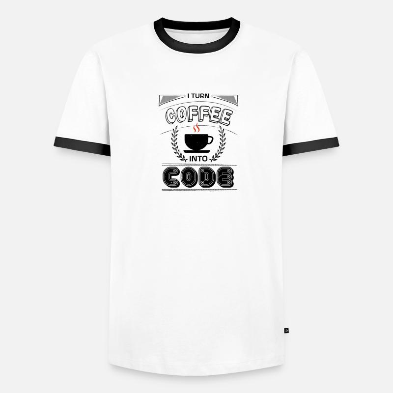 I TURN COFFEE INTO CODE Men's Ringer Shirt