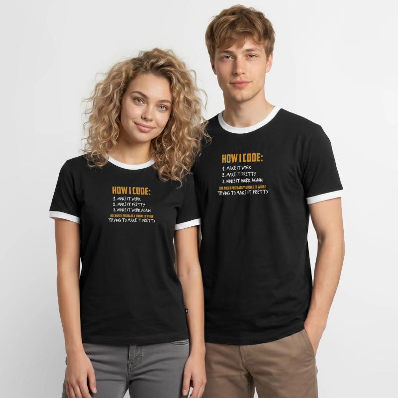 Programmeur Codeur Développeur Programmation Jeu de mots T-shirt contrasté Homme