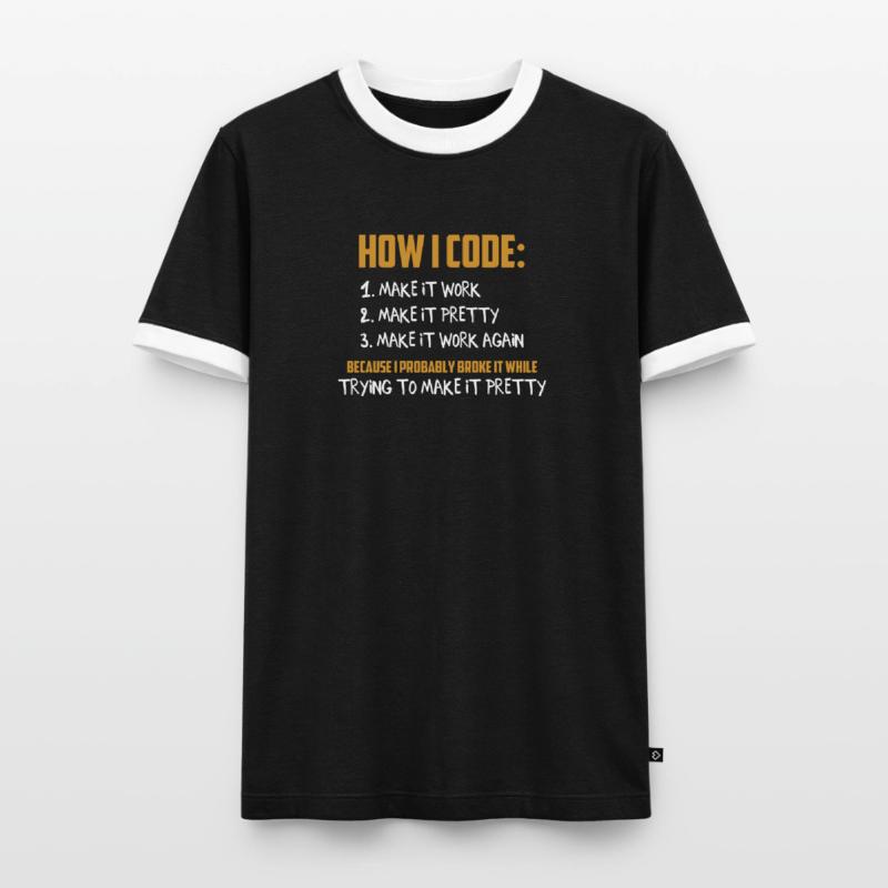 Programmeur Codeur Développeur Programmation Jeu de mots T-shirt contrasté Homme