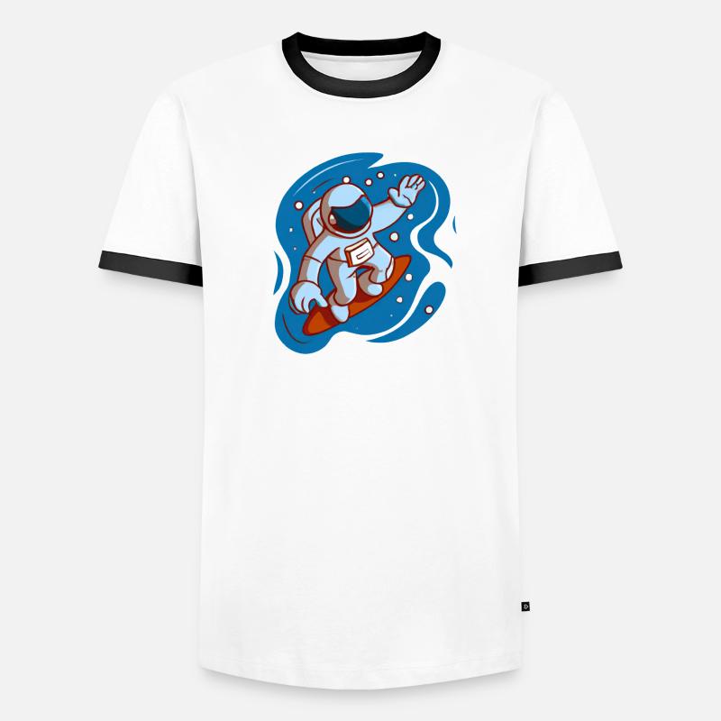 astronaute surf dans l'espace T-shirt contrasté Homme
