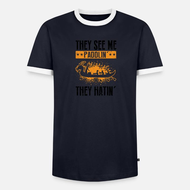 Course de bateaux chinois pour les entraîneurs de bateaux-dragons T-shirt contrasté Homme