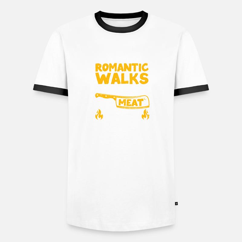 I enjoy romantic walks Fun BBQ Men's Ringer Shirt