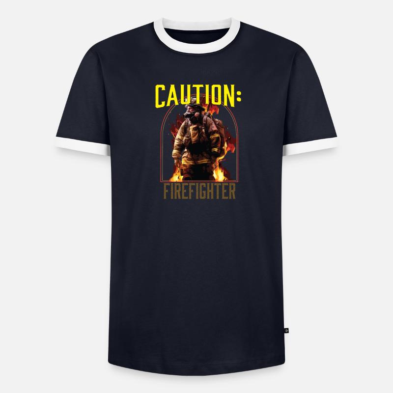 Caution Firefighter Fire Rescue Fireman - Men's Ringer Shirt - undefined