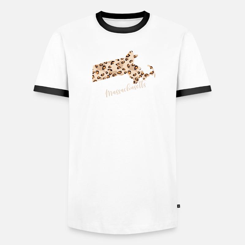 Massachusetts Leopard Pattern Card Men's Ringer Shirt