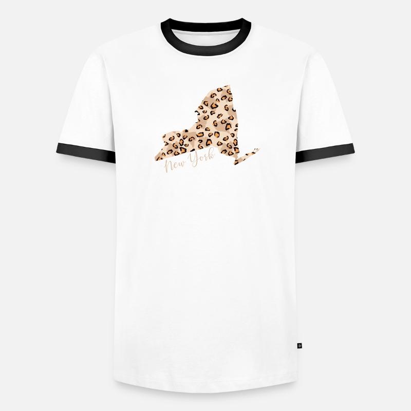 Leopard print map New York State Men's Ringer Shirt