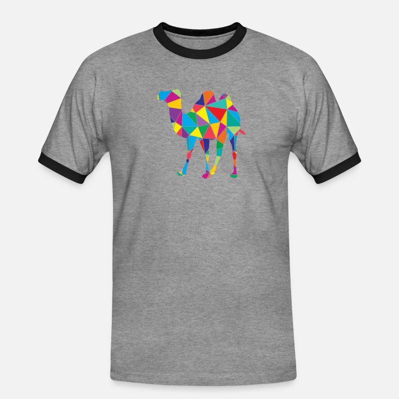 Kamel Polygon Wüste Kunst - Männer Kontrast-T-Shirt - Grau meliert/Schwarz
