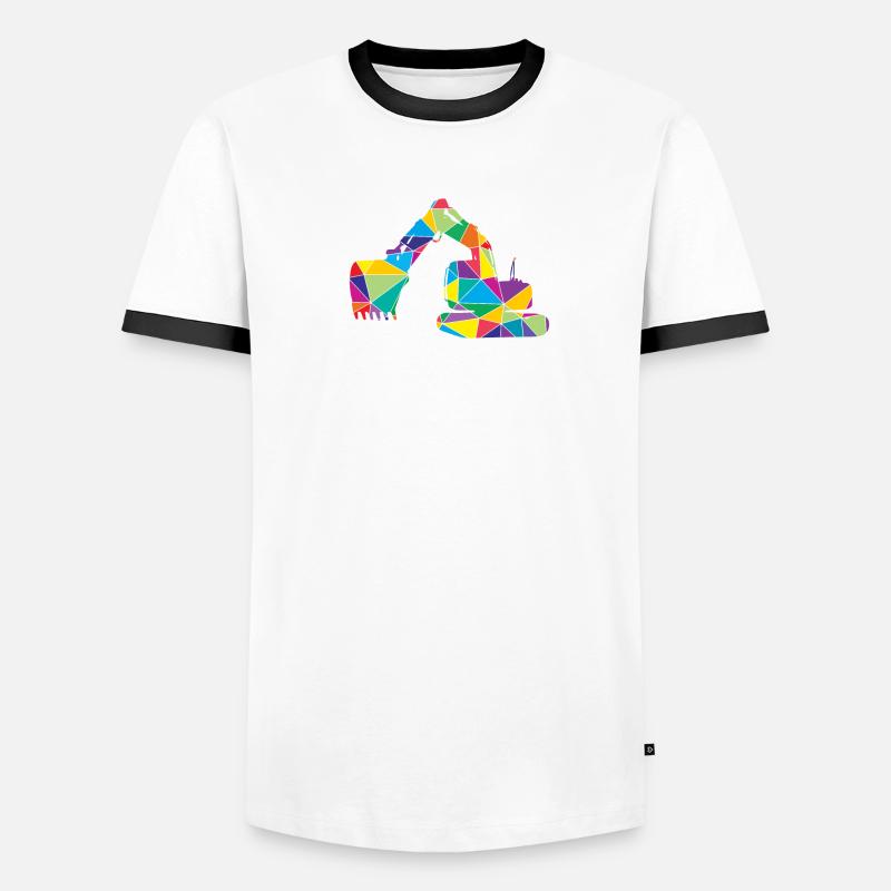 Low Poly Bauwesen Poly Bagger Männer Kontrast-T-Shirt