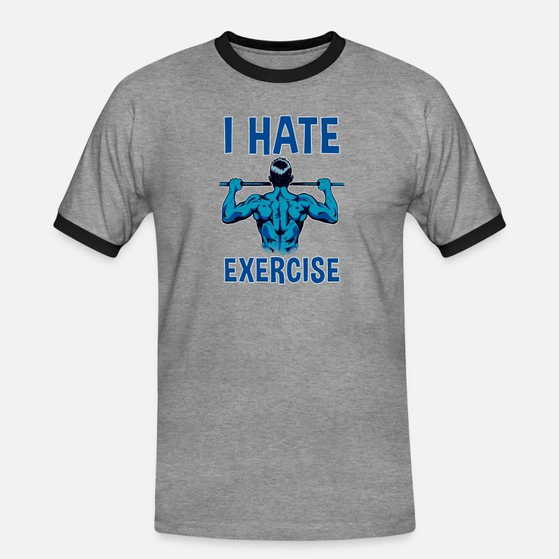 I Hate Exercise 2 - Männer Kontrast-T-Shirt - Grau meliert/Schwarz