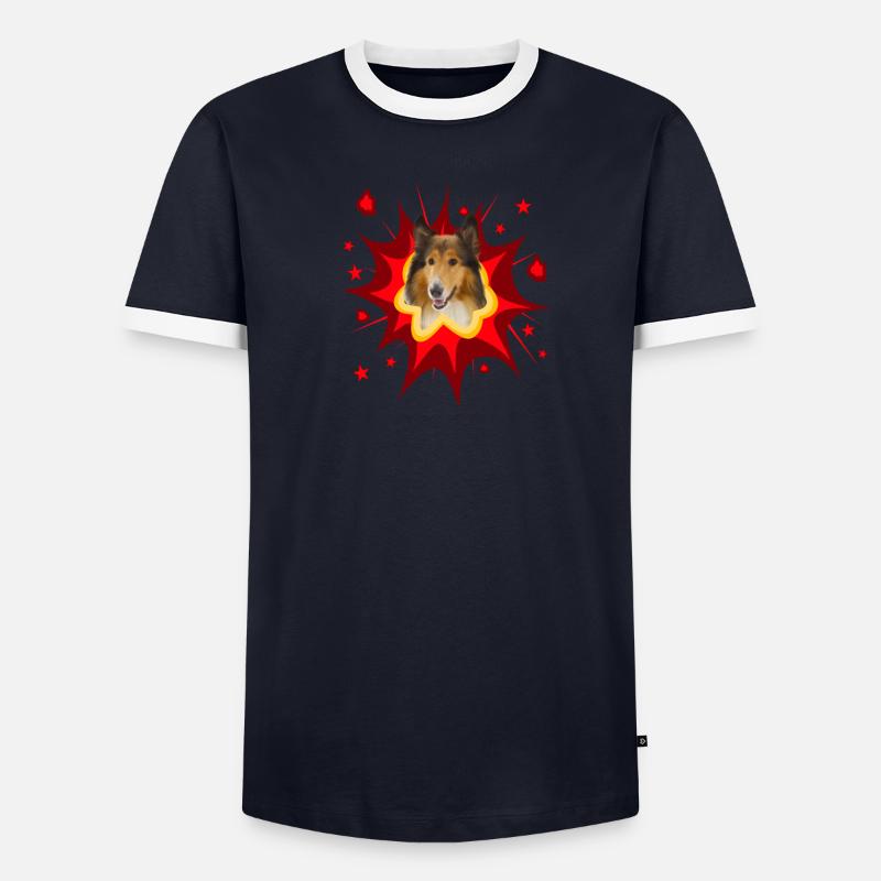 Conception de chien comique - Pow - Collie T-shirt contrasté Homme