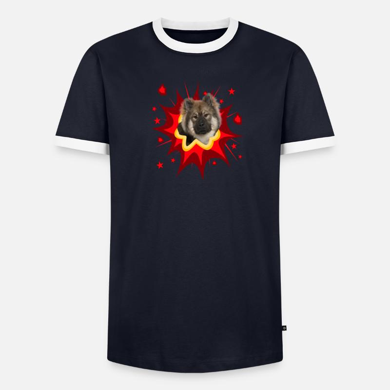 Conception de chien BD - Pow - Eurasier T-shirt contrasté Homme
