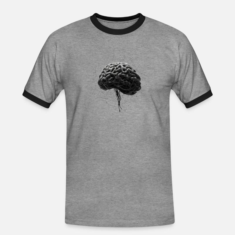 Brain Neural AI Deep Learning Computer Algorithm - Men's Ringer Shirt - heather grey/black
